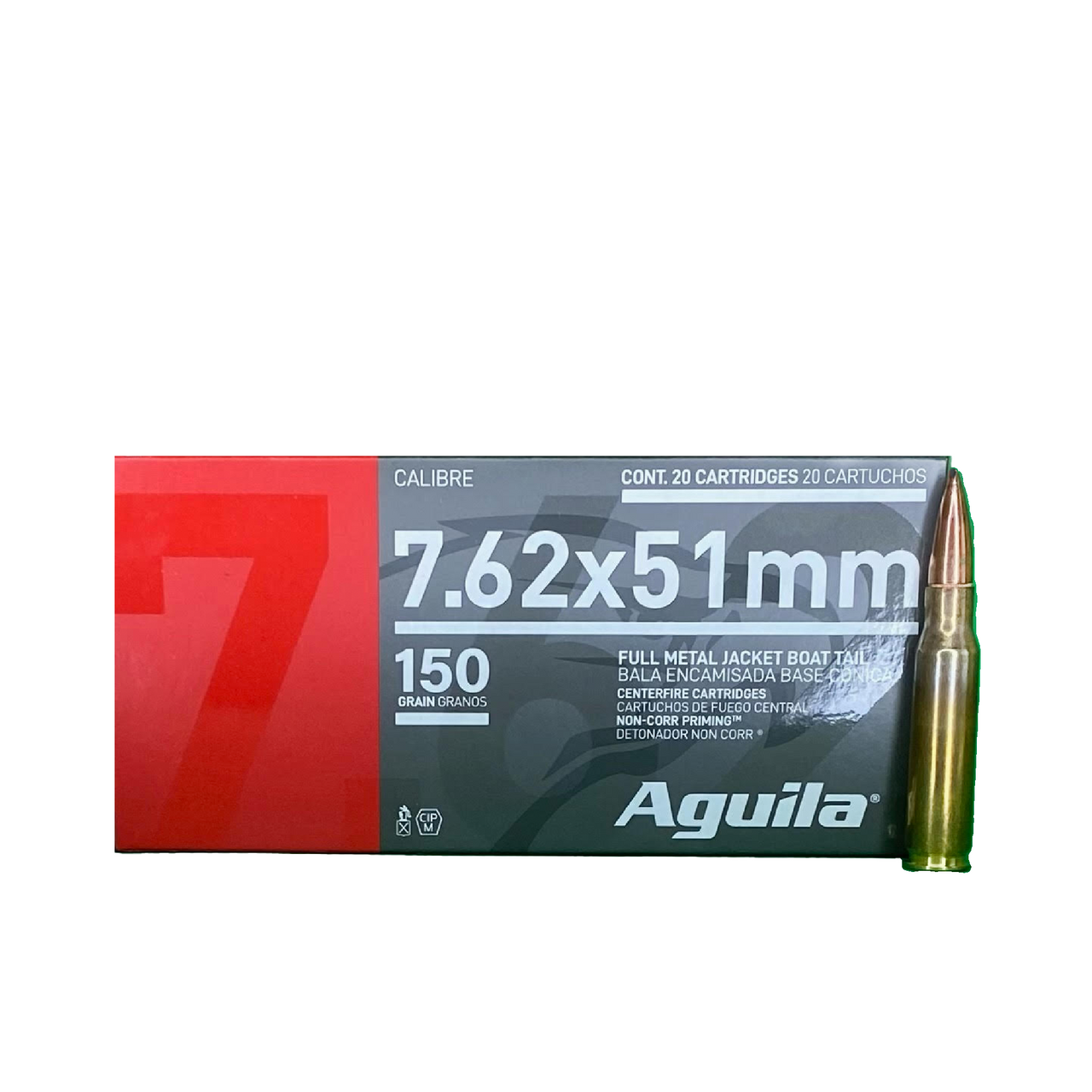 7.62x51mm 150gr FMJBT Aguila Ammunition - 20 Rounds