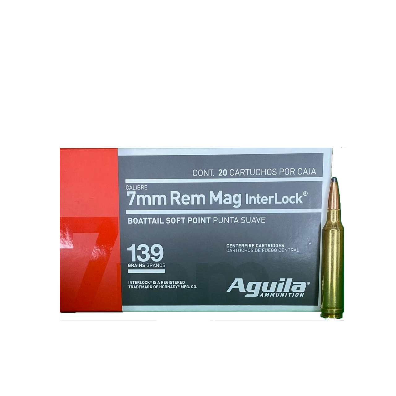 7MM Rem Mag 139gr InterLock BTSP Aguila - 20 Rounds