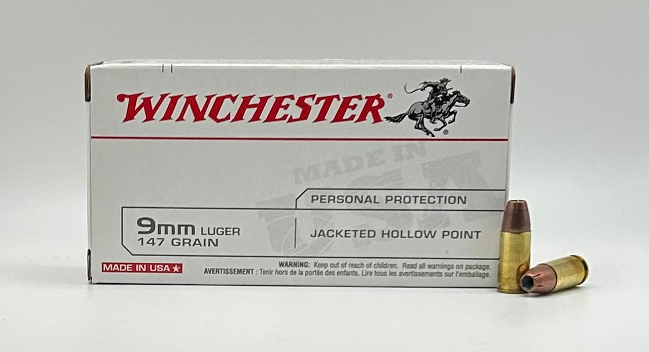 9mm 147gr JHP Brass Winchester - 50 Rounds