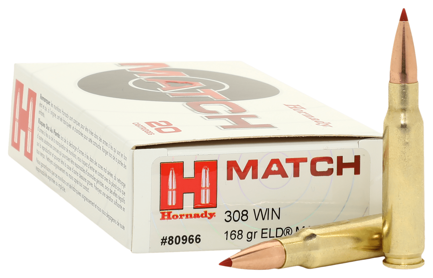 .308 Win 168gr ELD Hornady Match - 20 Rounds